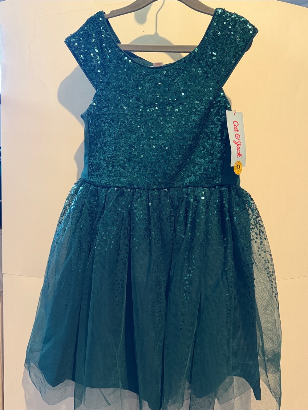 Girls Cat & Jack Teal Sequin Tulle Dress